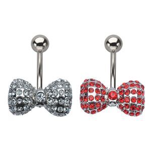 Gem Bow Belly Button Ring – Body Vibe 14G Navel Piercing Jewelry
